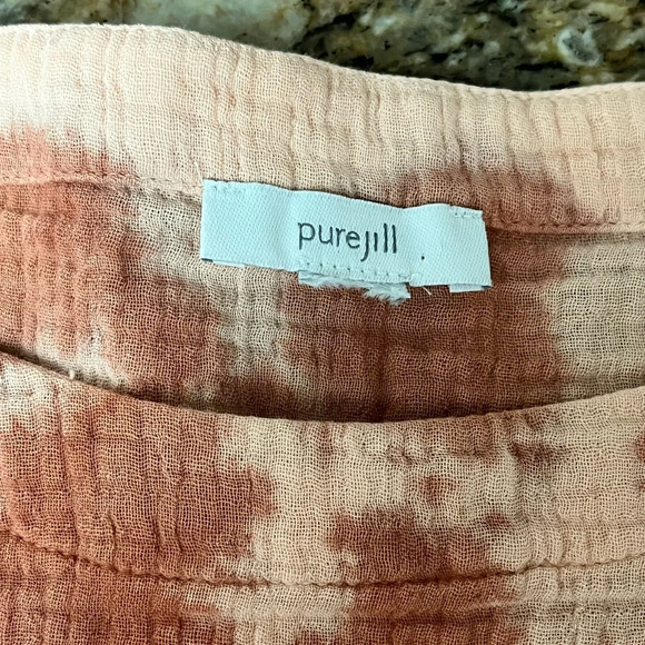 Pure Jill Blouse Women XS Boxy Tie-Dyed Tunic Gauze Slub Knit Lagenlook Boho - Picture 10 of 11